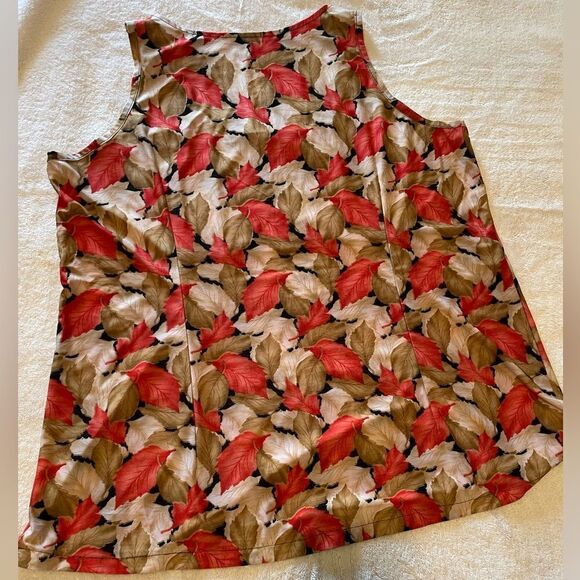 Red and brown sleeveless shell blouse - Picture 4 of 8